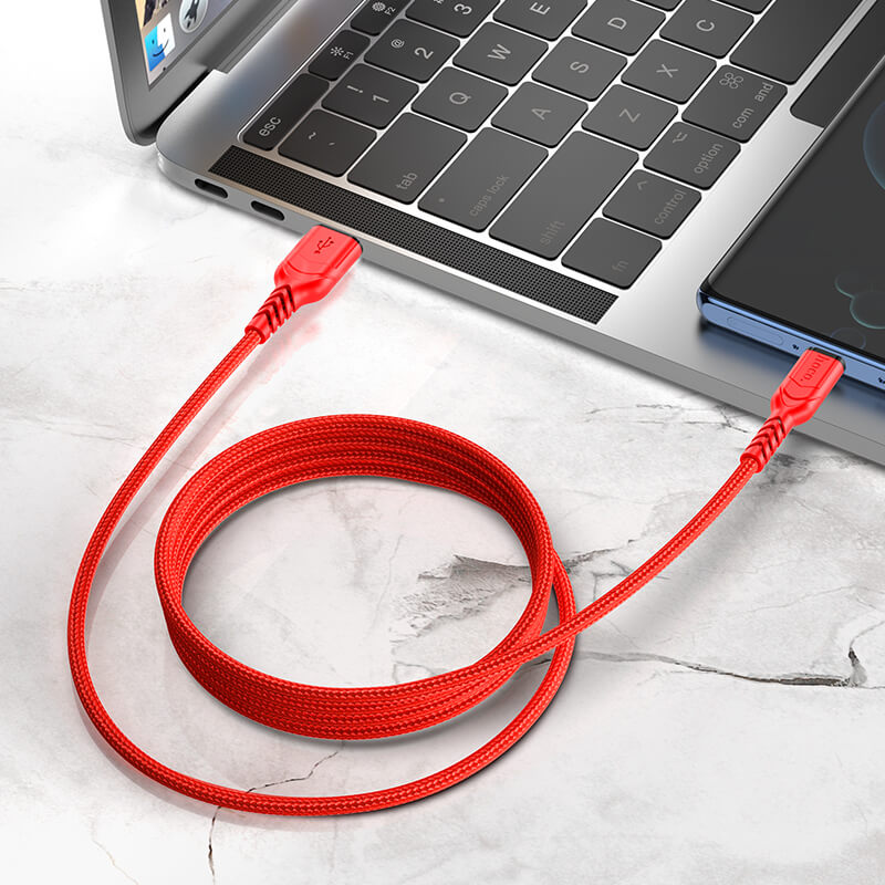 hoco. Nylon Braided Charging Cable USB to Type C 2m 3A X59 Black