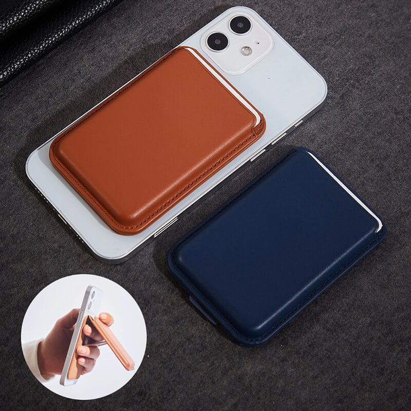 Mobie PU Leather Strong Magnetic Card Bag Holder with Phone Stand Black