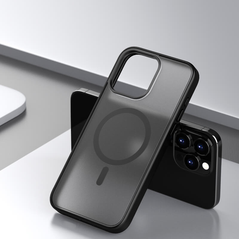 iPhone 15 Pro Moying Series Micro Frosted Magsafe Phone Case Black
