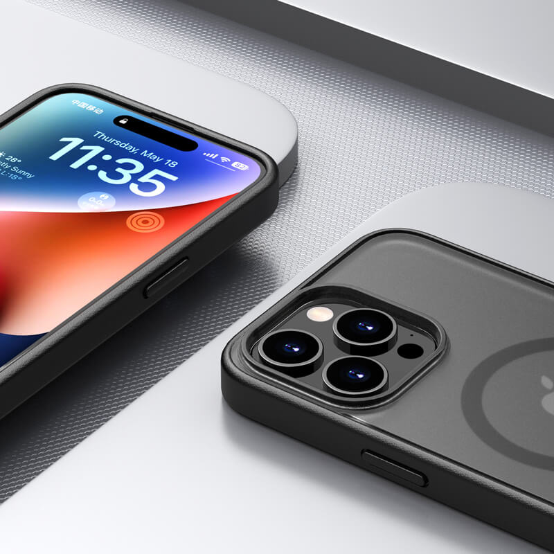 iPhone 15 Pro Moying Series Micro Frosted Magsafe Phone Case Black