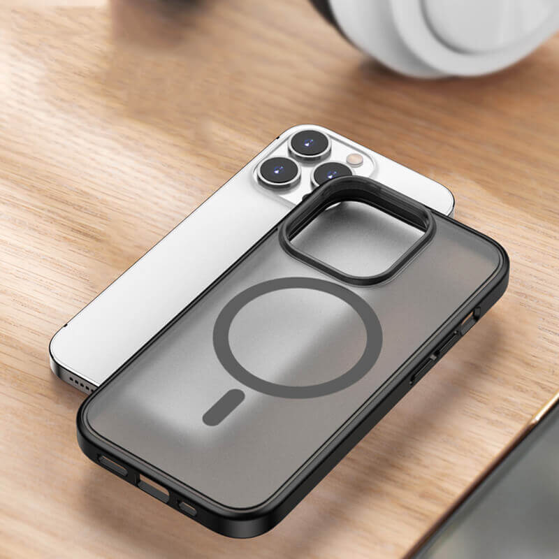iPhone 15 Moying Series Micro Frosted Magsafe Phone Case Black