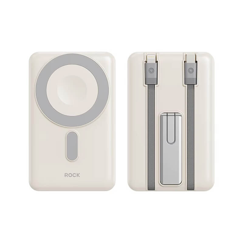 Rock PD 20W 5-in-1 Magnetic Wireless Power Bank with Built-in Cables and Stand P50