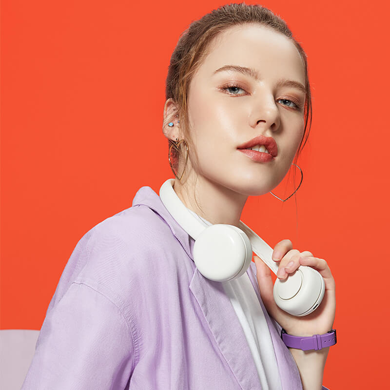 Mobie Portable Bladeless Stylish Neck Fan with Silicone Tube White