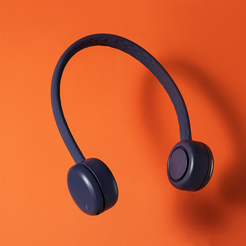 Mobie Portable Bladeless Stylish Neck Fan with Silicone Tube Blue