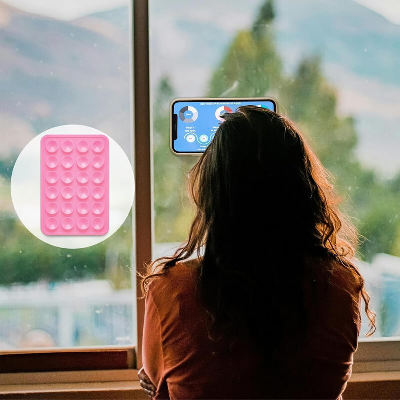 Mobie Silicone Phone Suction Mount Grip for iPhone & Cellphone Cases Light Pink