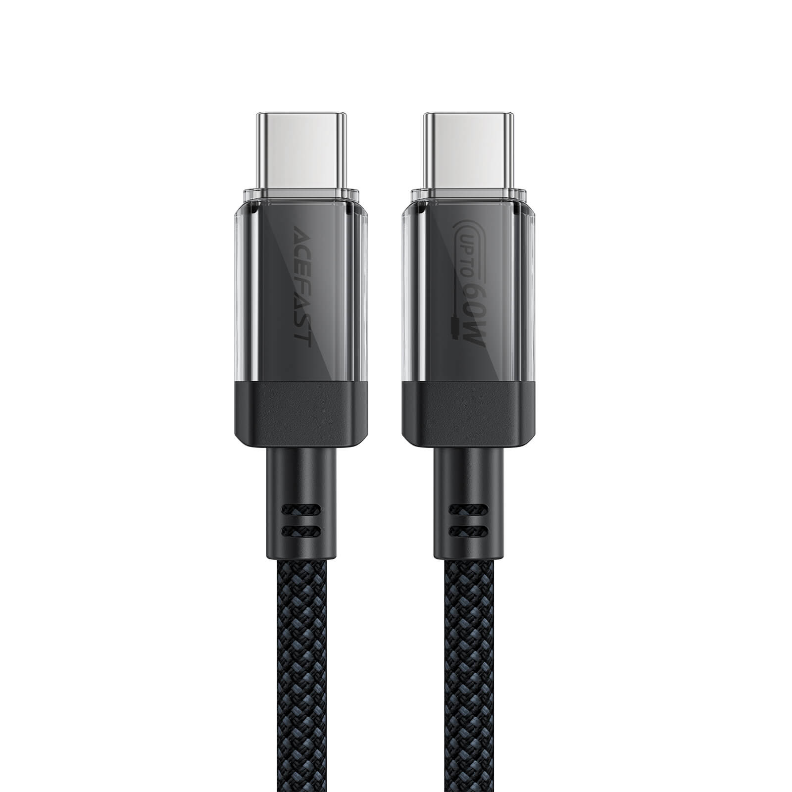 Acefast Type-C to Type-C Transparent Shell Braid Fast Charging Cable 60W 1.2m Black