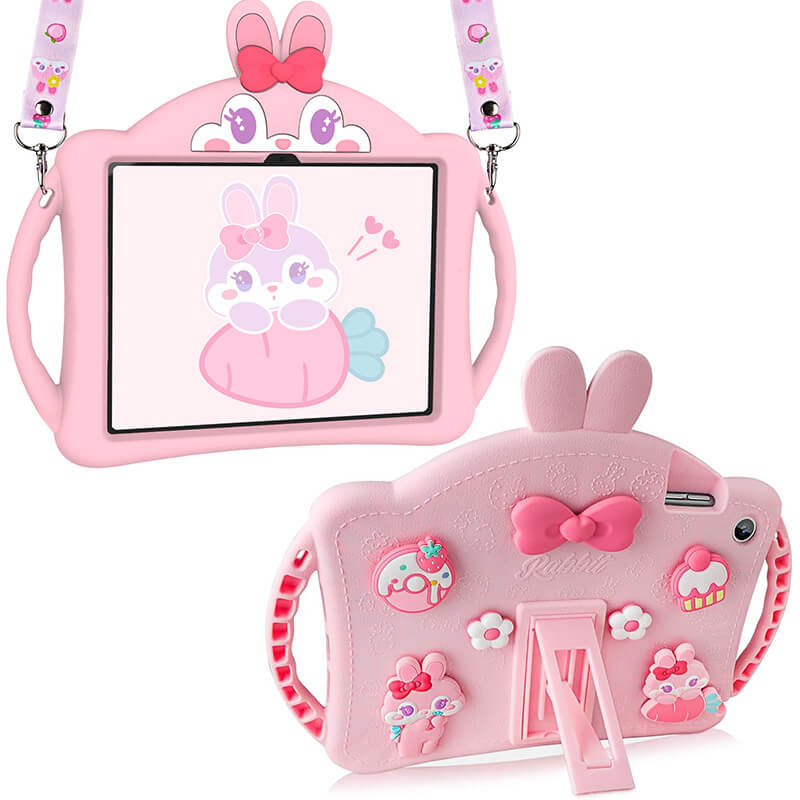 iPad 11th 11 2025 Cute Rabbit Protection Case with Foldable Kickstand