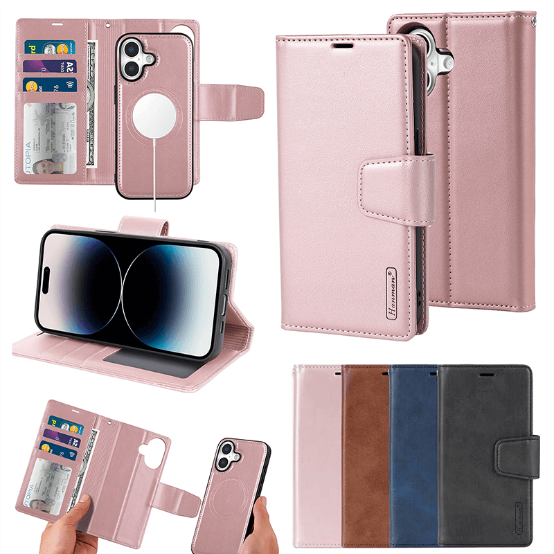 iPhone 17 Hanman Miro Leather 2-in-1 Wallet Case with Magnetic Back