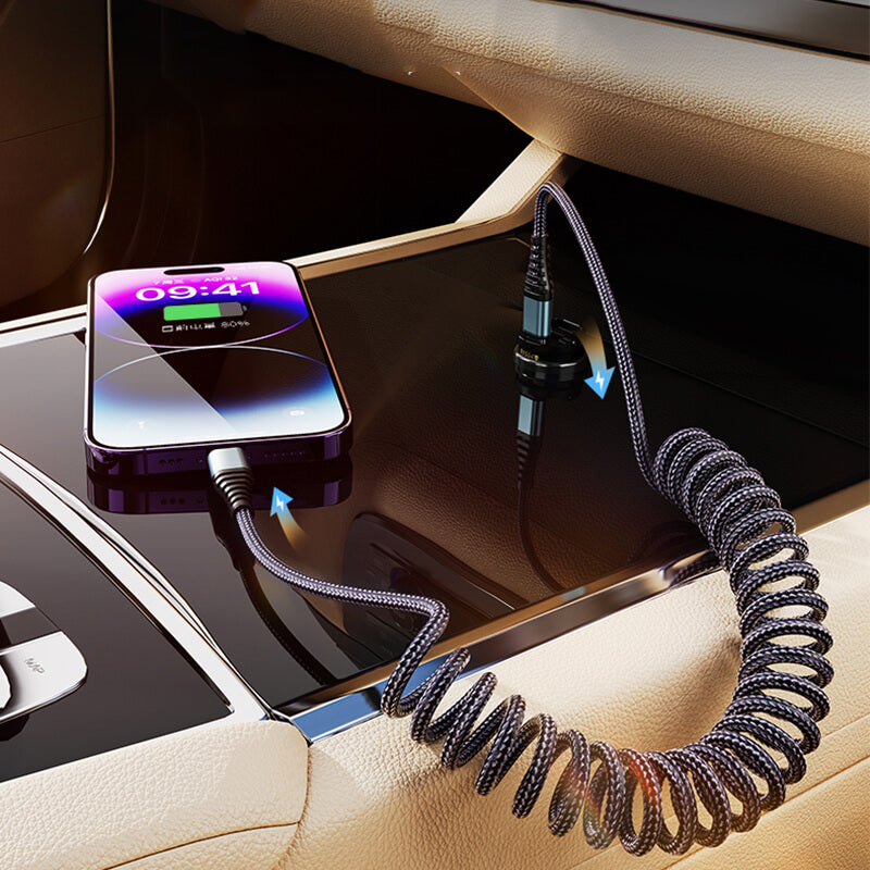 Rock Type-C to Lightning Spring Design Braided Charging Cable 150cm PD 20W