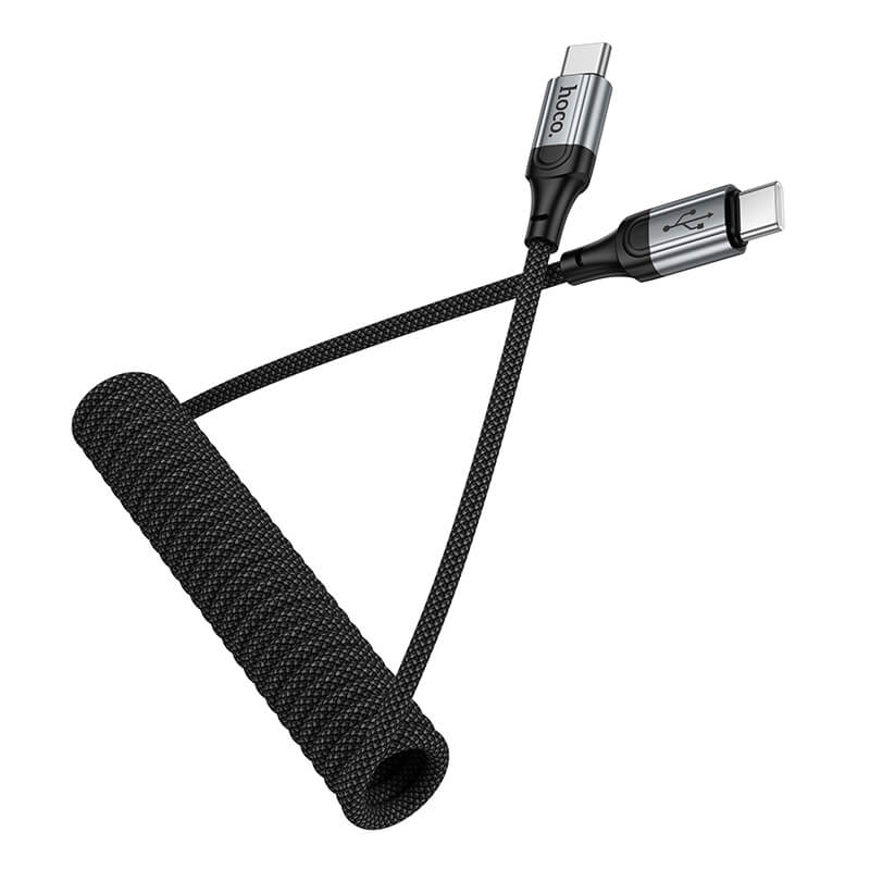 Hoco 60W Fast Charging Type-C to Type-C Nylon Spring Coiled Cable 1.5m X121