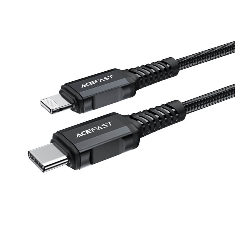 Acefast Type-C to Lightning Fast Braid Charging Cable PD 30W 1.8m Black