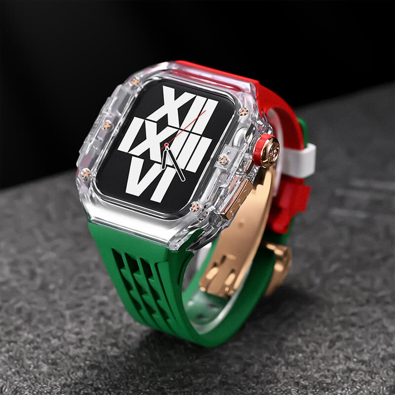 Apple Watch One Click Installation Durable Protective Case & Band 44/45mm Red Green