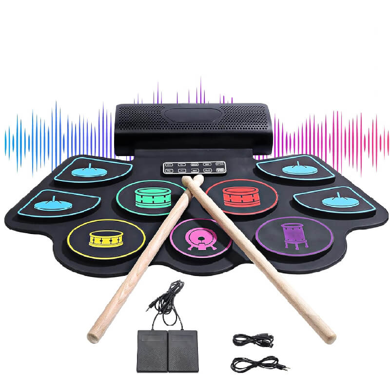 Mobie Electronic Drum Pads with Build-in Dual Stereo Speaker Black