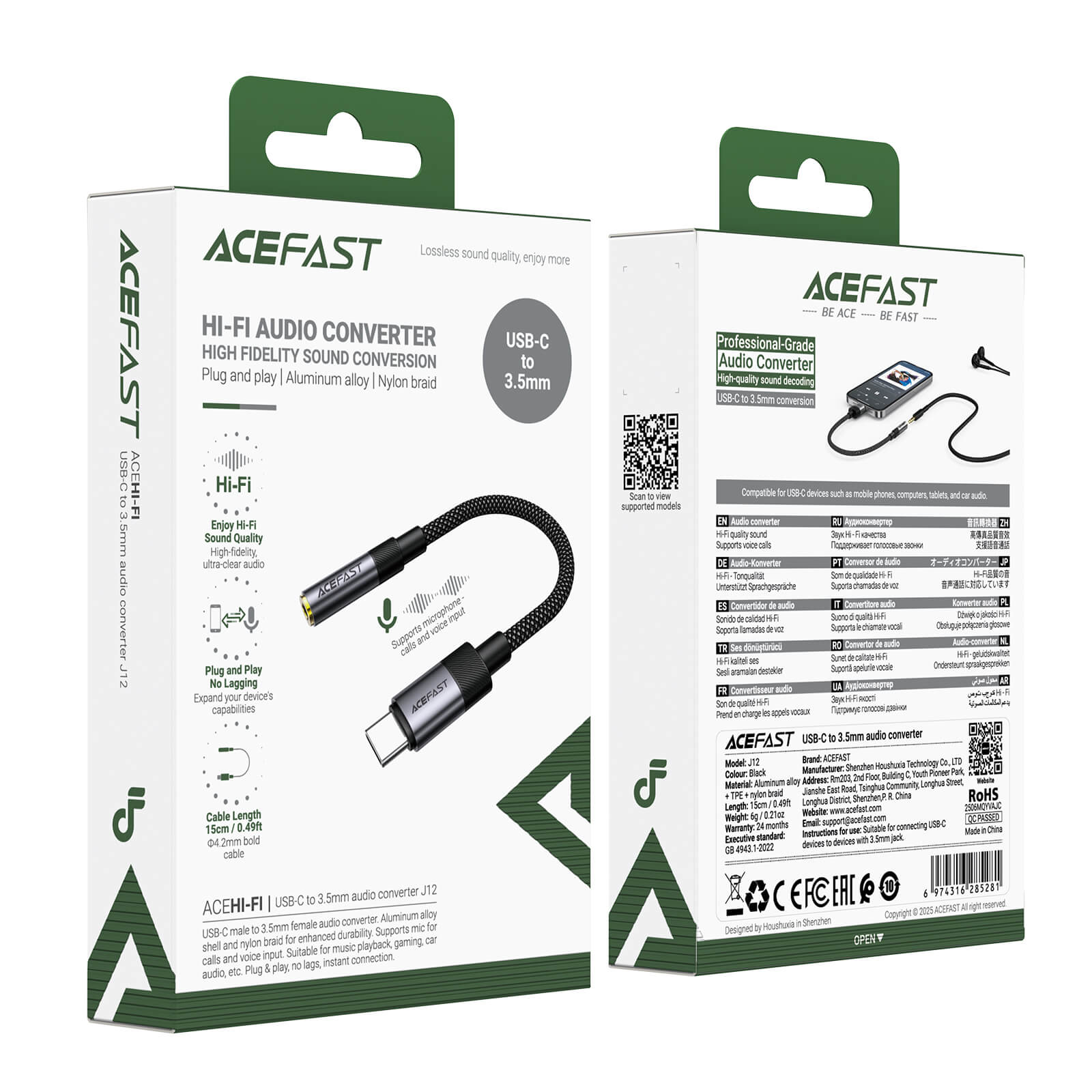 Acefast Type-C to 3.5mm Audio Nylon braided Adapter J12