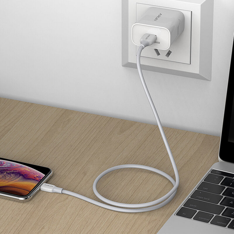 Mobie Fast Charging Data Cable USB to Lightning QC3.0 18W 1M White