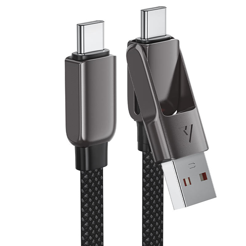 Acefast 2-in-1 USB-A & Type-C to Type-C Braid Fast Charging Cable 60W 1.2m Black