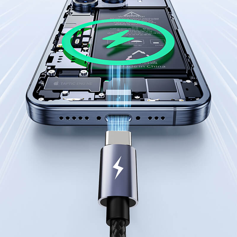 Rock 2-in-1 Charging Data Cable USB to Lightning + Type-C 2.4A 1.2m Black