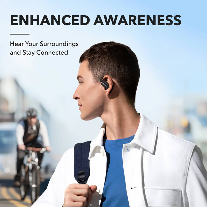Soundcore Lightweight Design Open-Ear Earphones Bluetooth Earbuds 12H A3873 Black