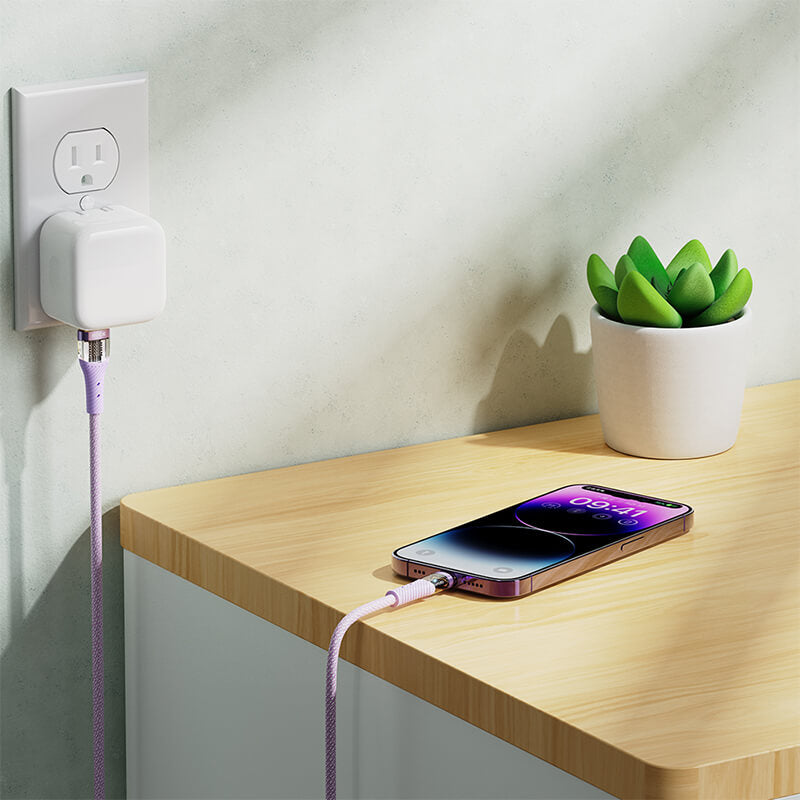 Rock Transparency USB to Lightning Fast Charge Data Cable 12W 1.2m Z21 Purple
