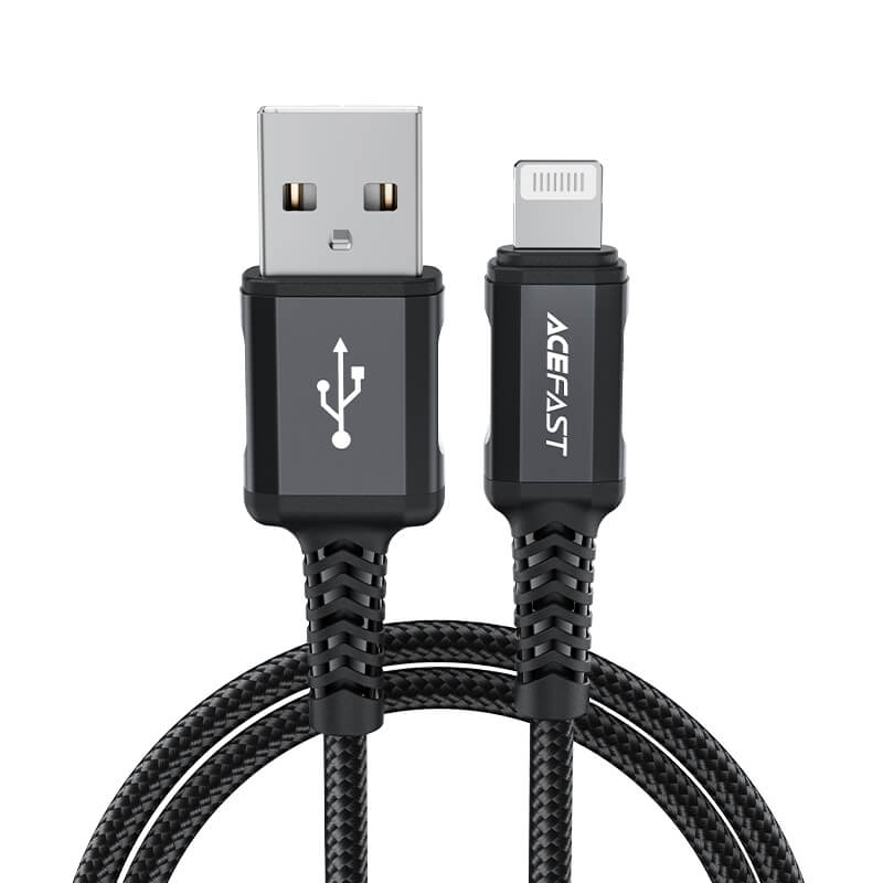 Acefast USB to Lightning Braid Charging Cable 2.4A 1.8m Black