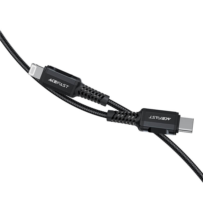 Acefast Type-C to Lightning Fast Braid Charging Cable PD 30W 1.8m Black