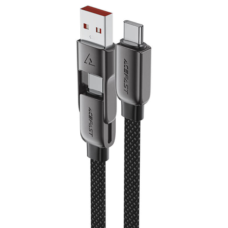 Acefast 2-in-1 USB-A & Type-C to Type-C Braid Fast Charging Cable 60W 0.2m Black