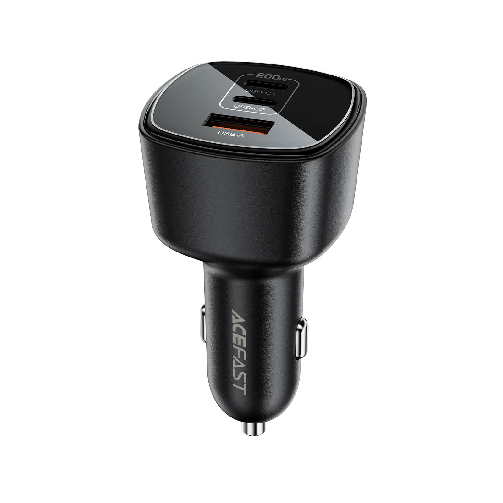 Acefast 200W Super Fast Triple Port Car Charger with Ice Blue LED Light B18