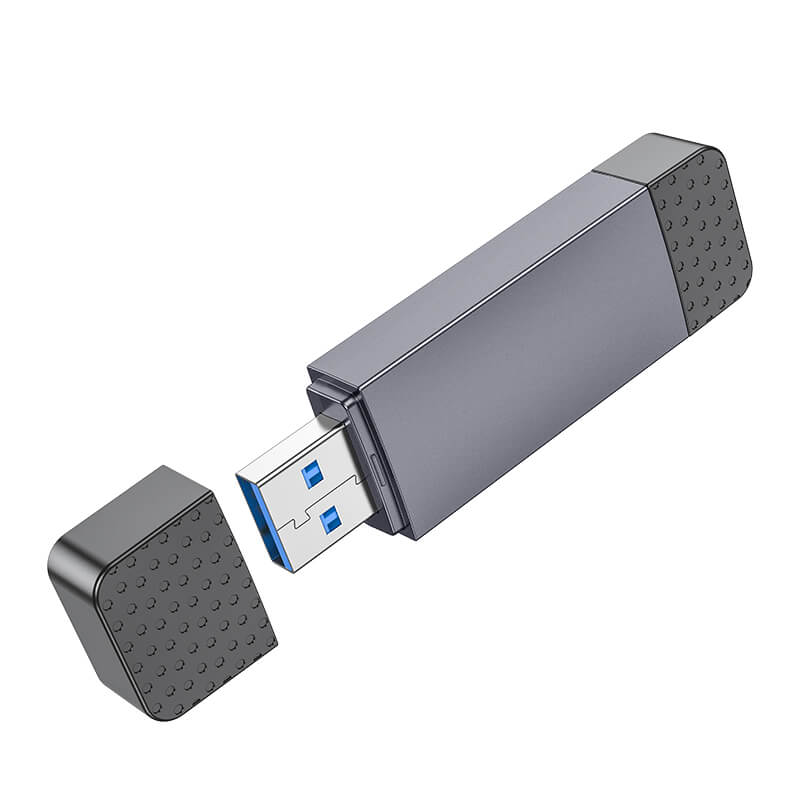 hoco Dual-Port Memory Card Reader USB-C & USB-A for SD/TF Cards HB45