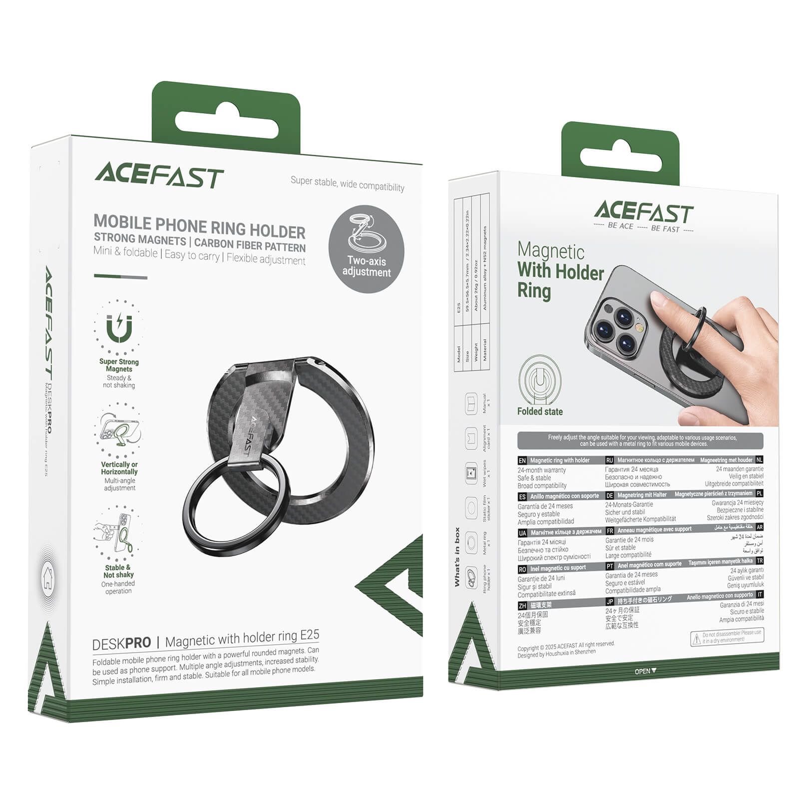 Acefast Magnetic Metal Ring Phone Grip Holder with Adjustable Stand E25