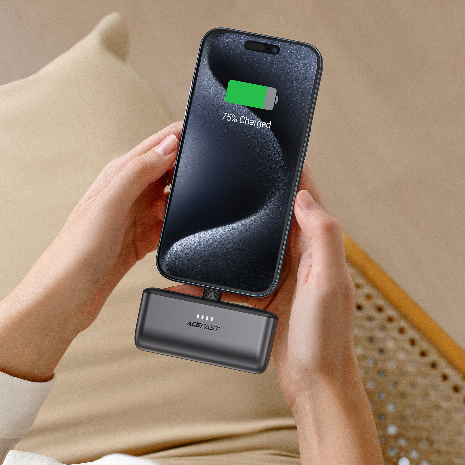 Acefast PD 20W 5000mAh Fast Charging Power Bank With Foldable Type-C Plug Black