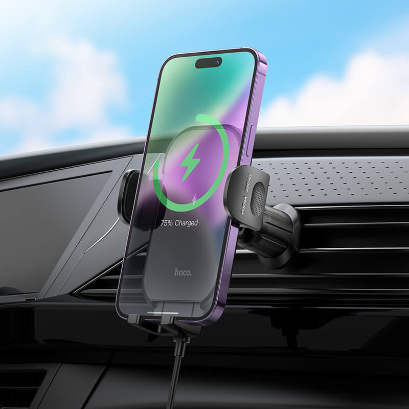 hoco. Wireless Car 15W Fast Charging Car Mount Holder HW4 Black