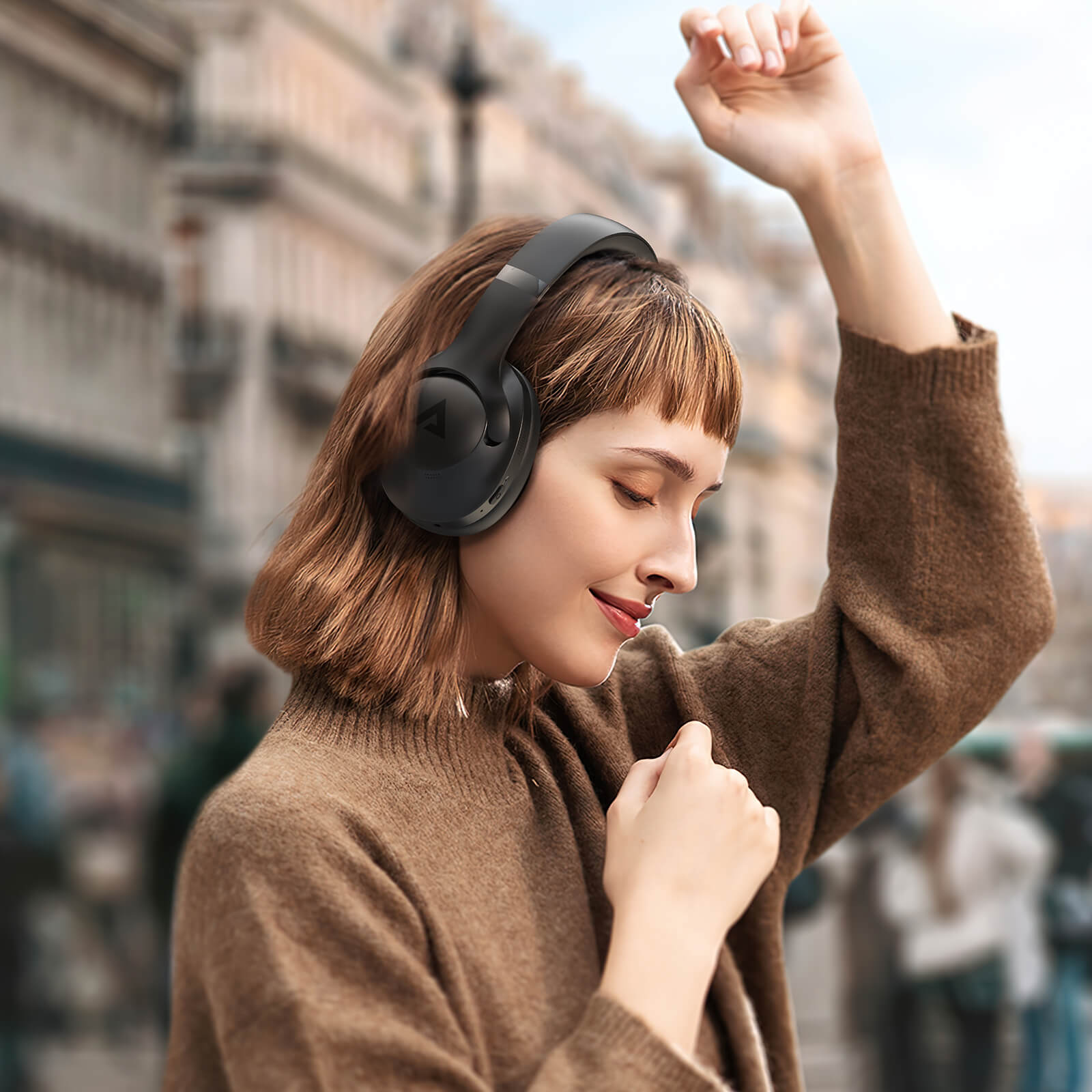 Acefast Portable ANC Noise Reduction Wireless Bluetooth Headphones H4 Black