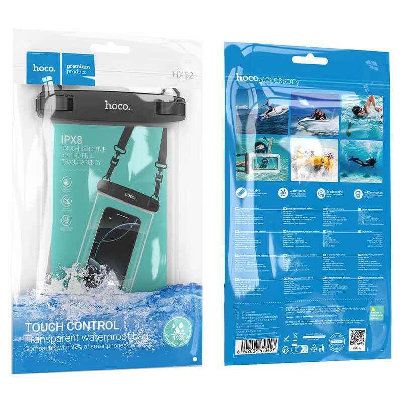 Hoco IP68 Waterproof Transparent Phone Bag with Lanyard HX52