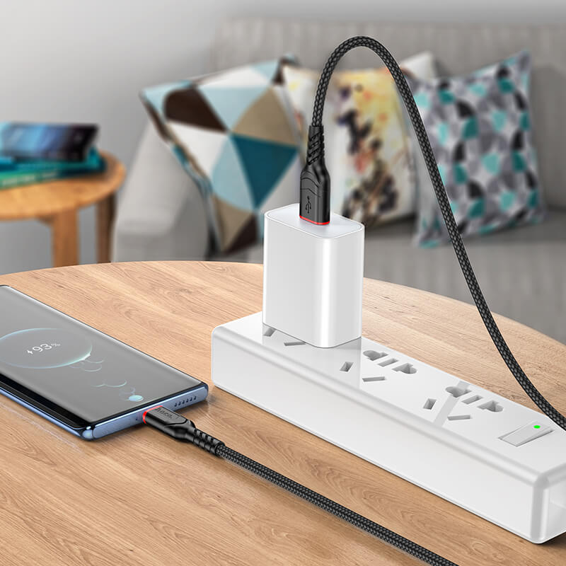 hoco. Nylon Braided Charging Cable USB to Type C 2m 3A X59 Black