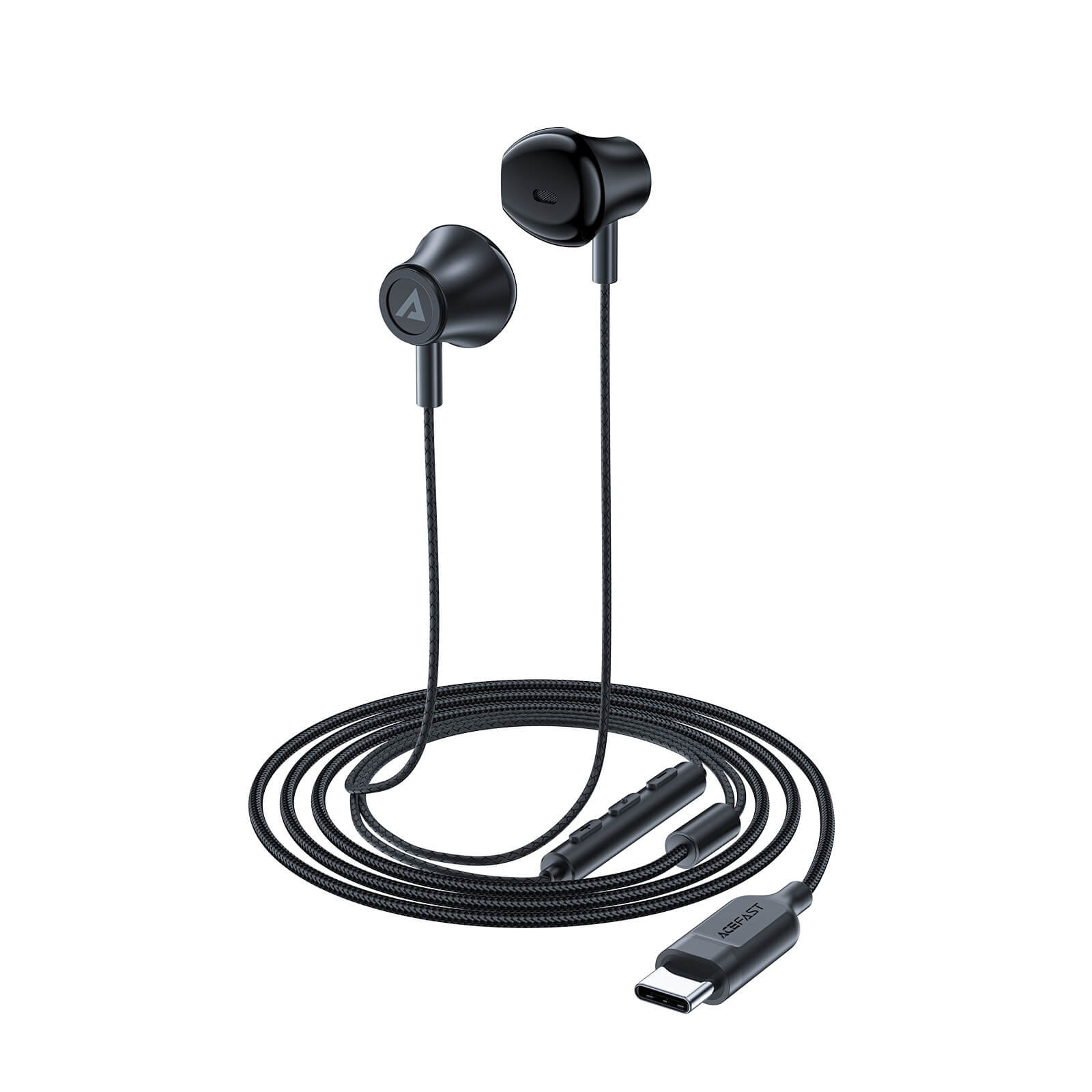 Acefast PC Material Half-in-ear Type-C Wired Earphones With Mic L2 Black