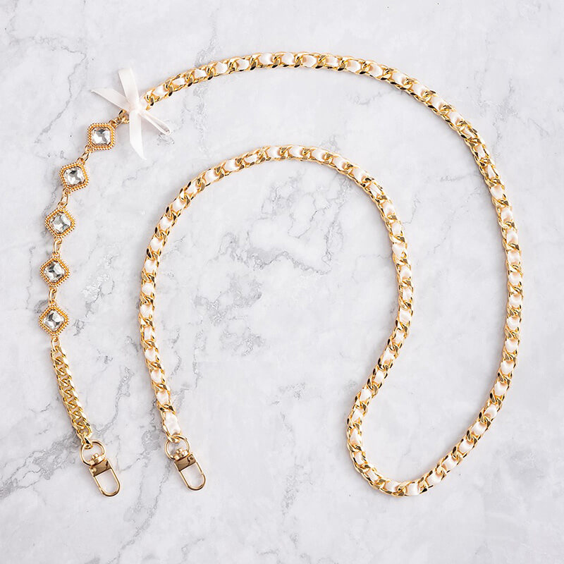 Mobie Gold White Crystal Phone Lanyard Chain Neck Strap 60cm