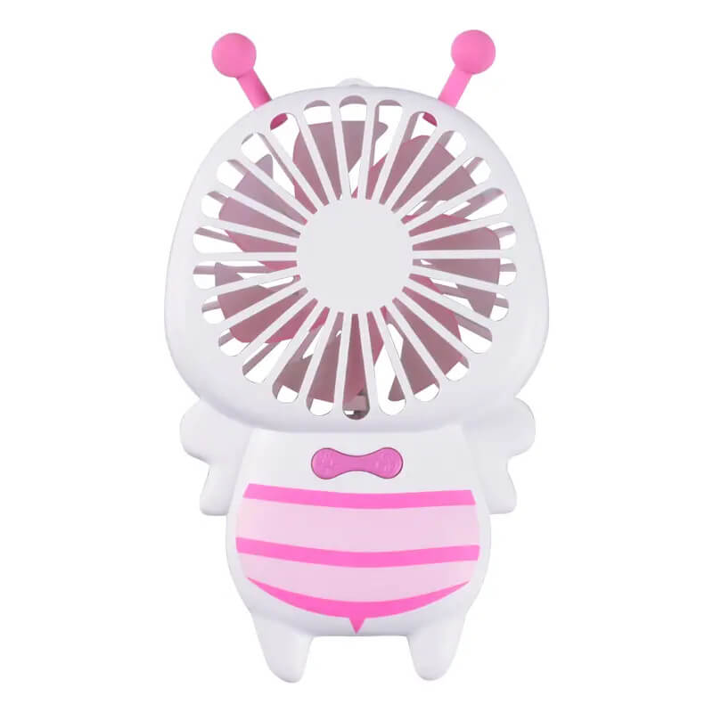 Mobie Portable Handheld Bee Mini Fan with Night Ligh & Lanyard Pink