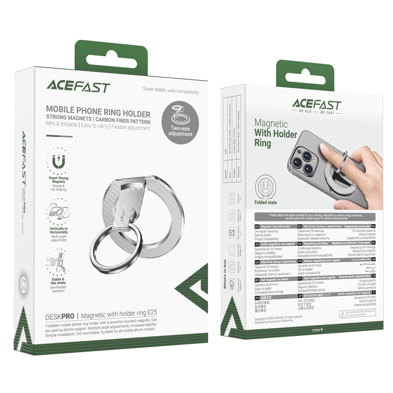Acefast Magnetic Metal Ring Phone Grip Holder with Adjustable Stand E25