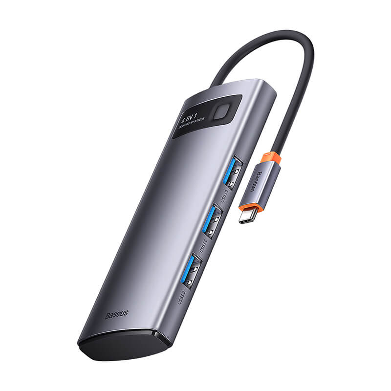 Baseus 4-in-1 Type-C HUB Docking Station Gray(Type-C to USB3.0*3+RJ45*1)