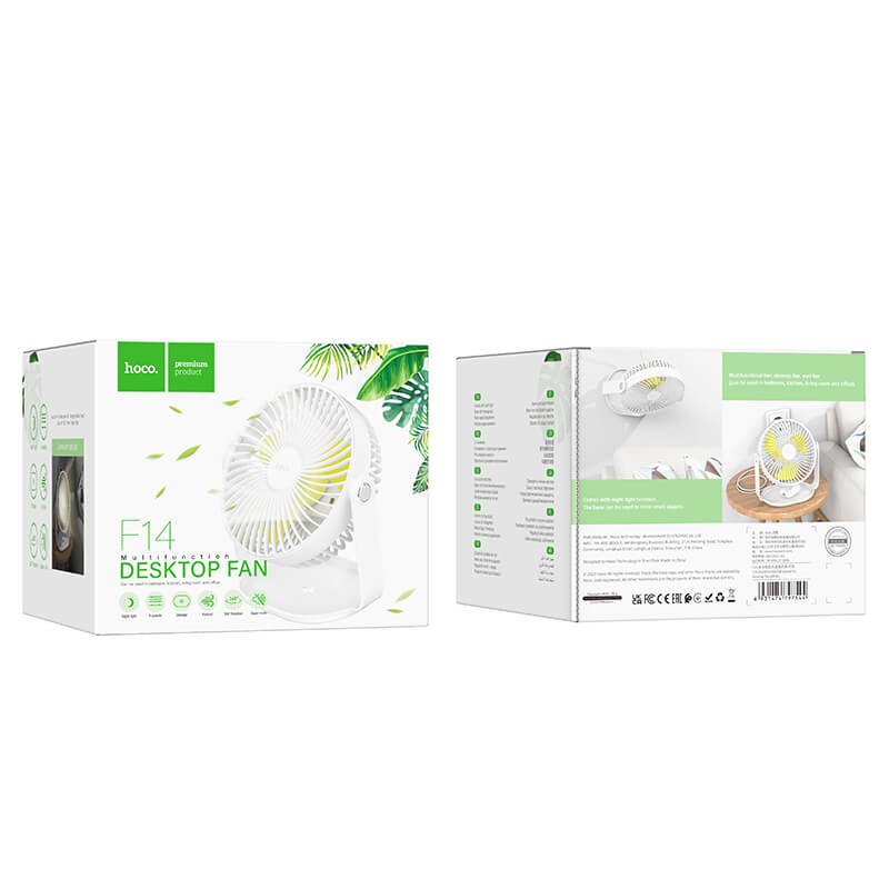 hoco. Multifunctional Powerful 360° Rotation Desktop Cooling Fan with Light F14