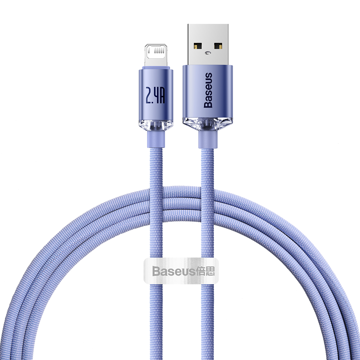 Baseus Crystal Shine Series Fast Charging Data Cable USB to iP 2.4A 1.2m Purple