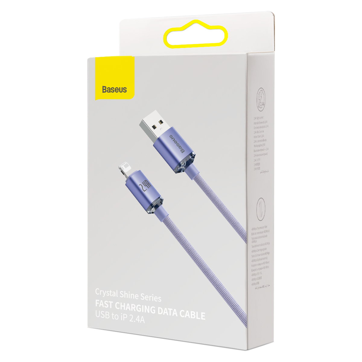Baseus Crystal Shine Series Fast Charging Data Cable USB to iP 2.4A 1.2m Purple