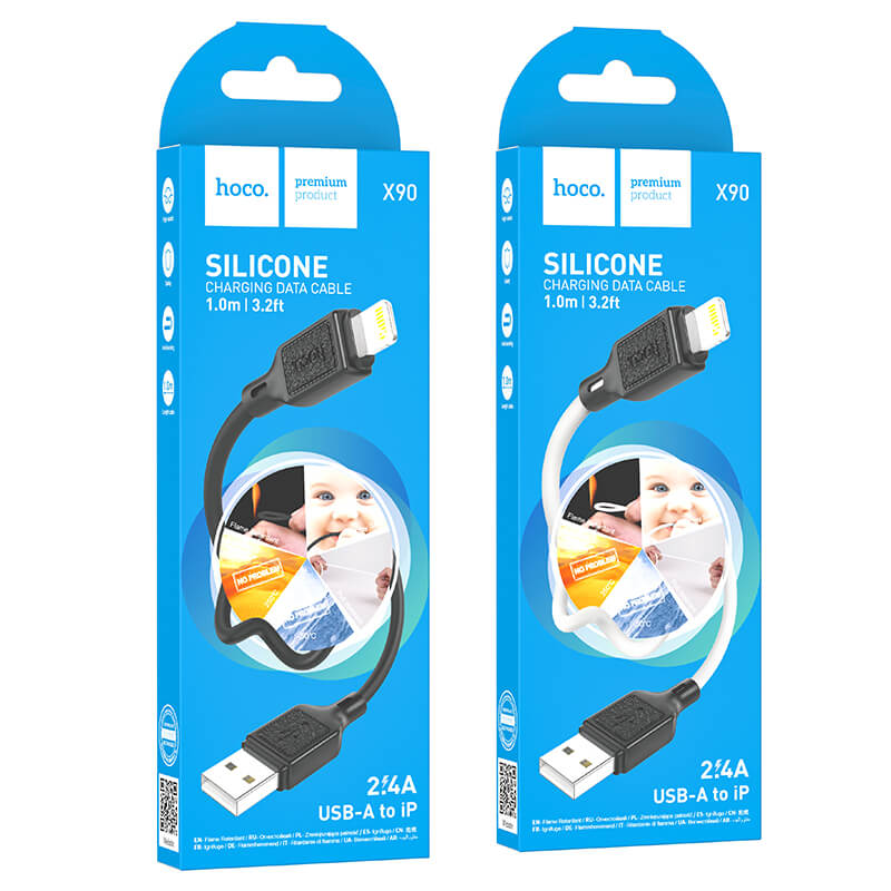 Hoco Cool Silicone USB-A to Lightning Charging Data Cable X90