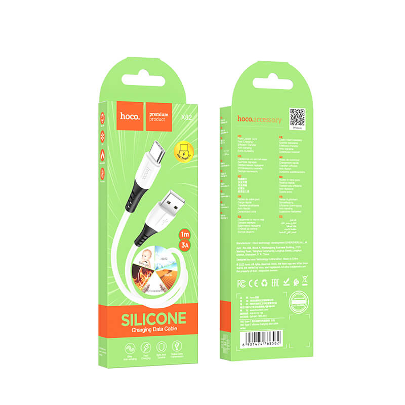 Hoco Silicone 3A Charging Data Cable USB-A to Type-C X82