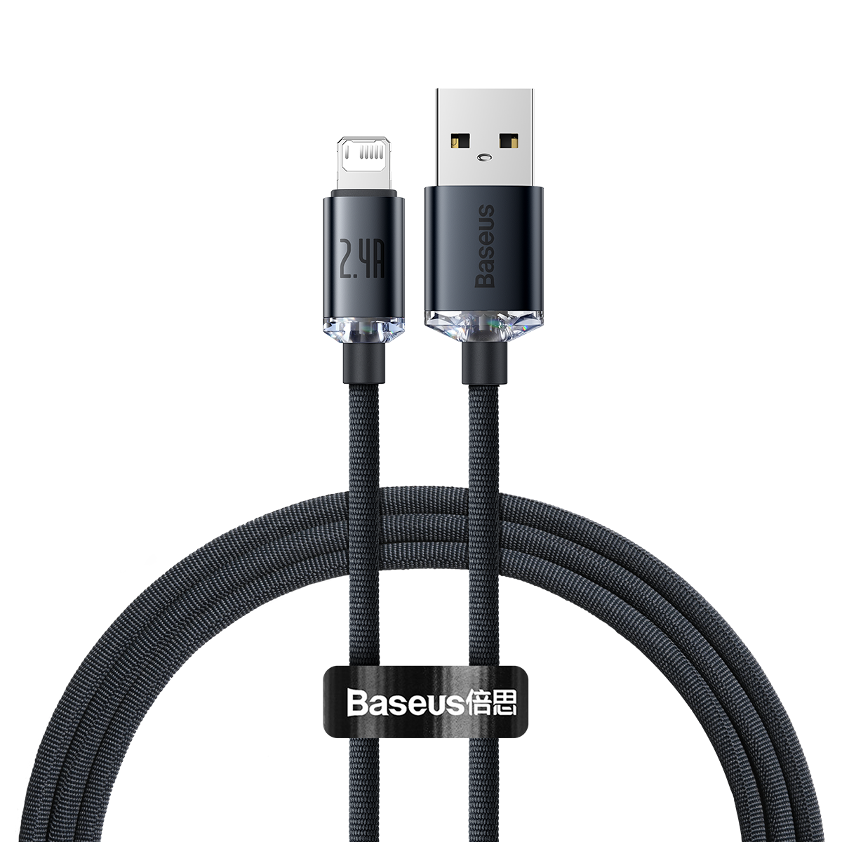 Baseus Crystal Shine Series Fast Charging Data Cable USB to iP 2.4A 1.2m Black