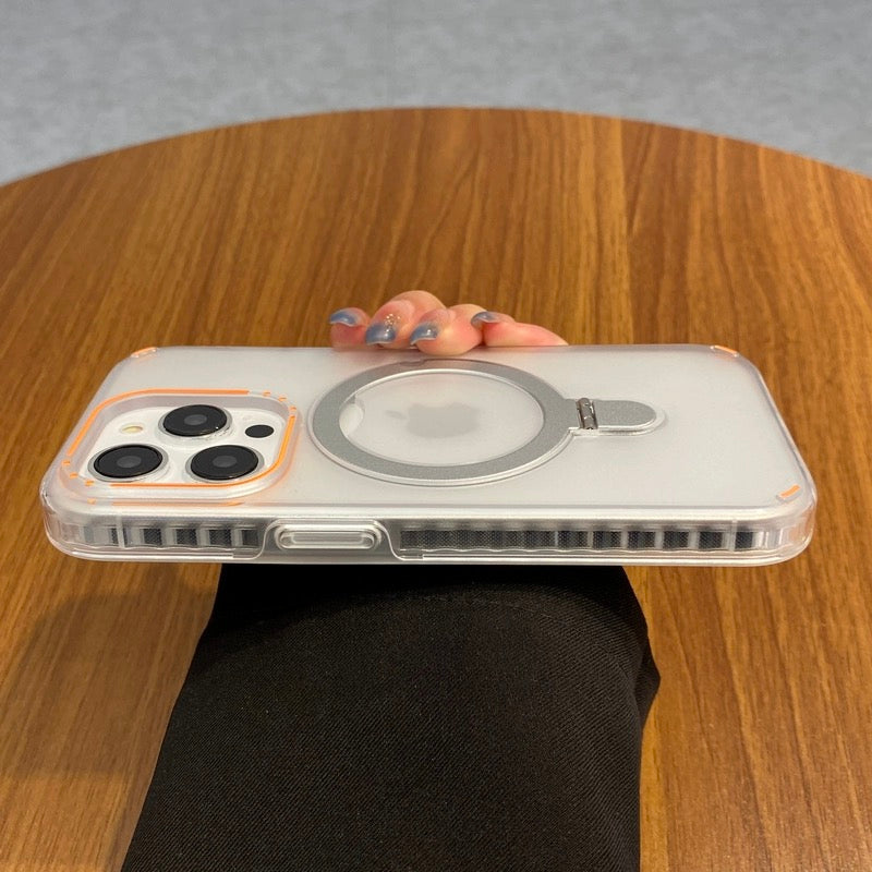 iPhone 15 Plus Vibrant Series Matte Built-in Kickstand Magsafe Case