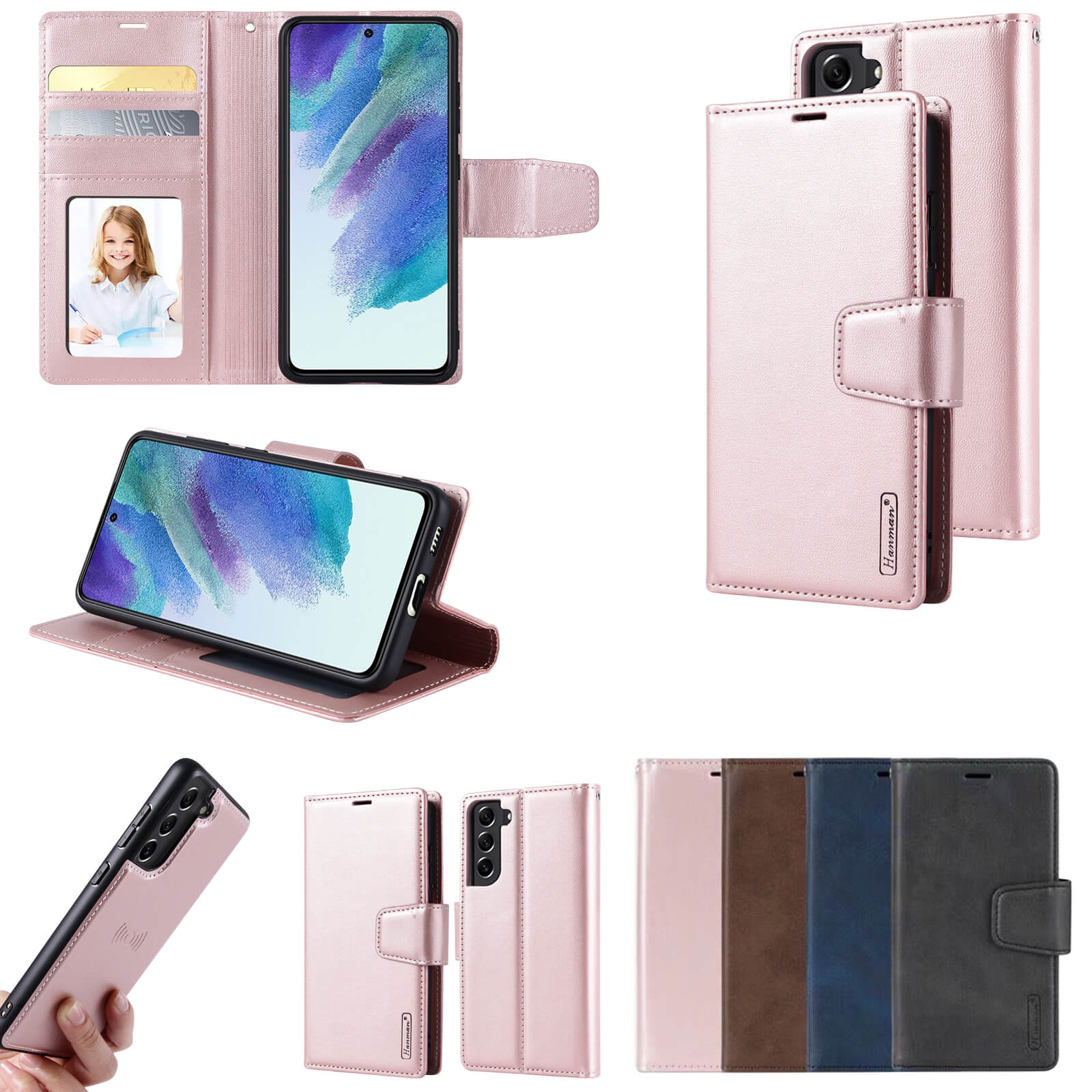 Samsung Galaxy S25 Luxury Hanman Leather 2 in 1 Wallet Flip Case With Magnet Back
