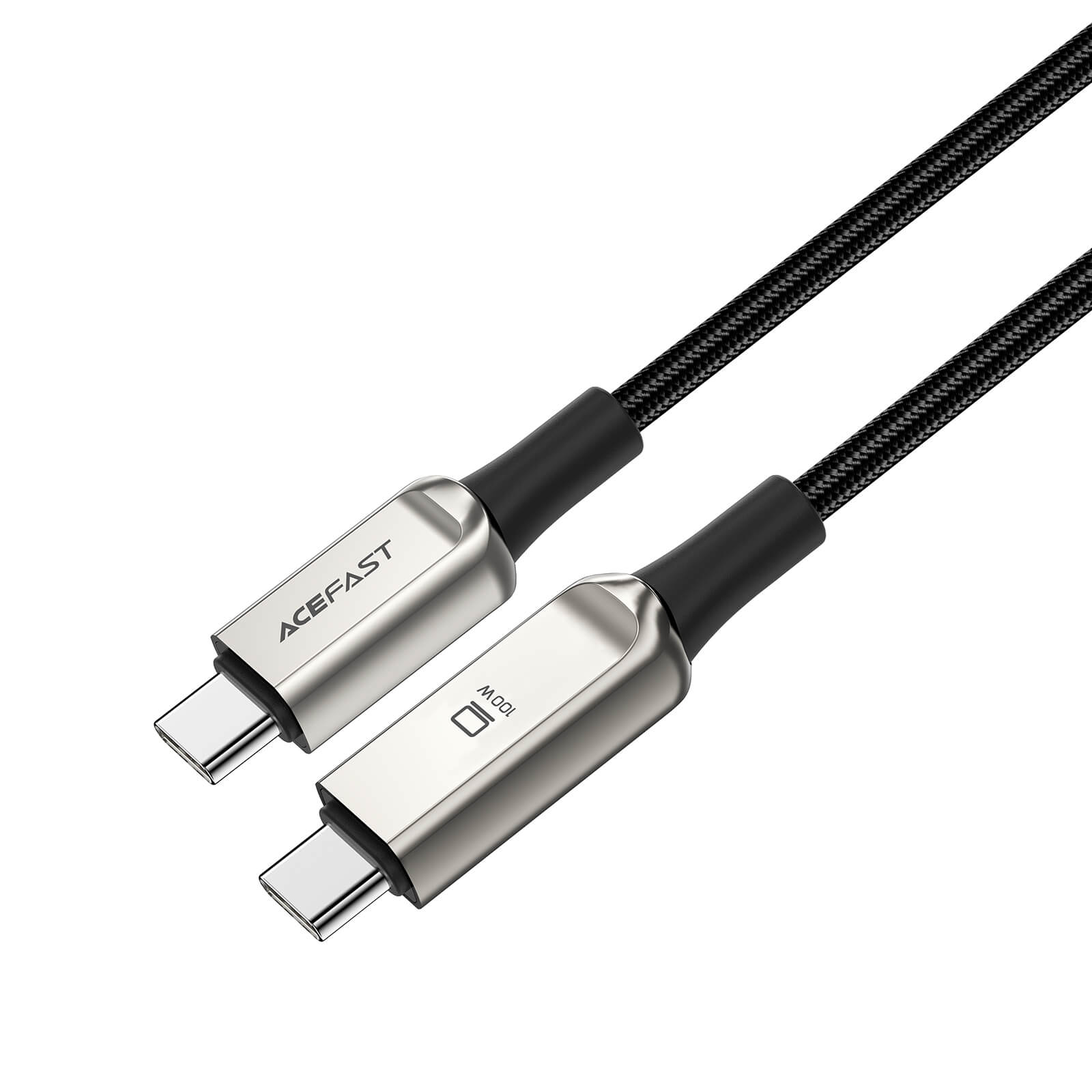 Acefast Type-C to Type-C 100W Zinc Alloy Digital Display Braided Charging Data Cable (2M) C6-03
