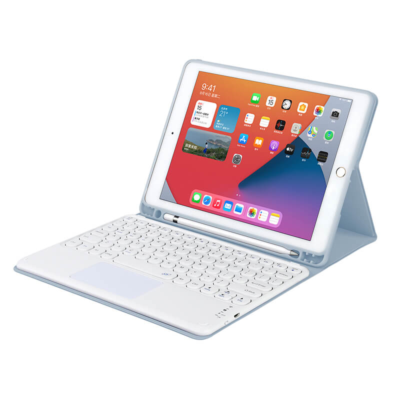 Coteci iPad Air4 10.9" iPad 7&8 Leather Case Touch Keyboard 61017