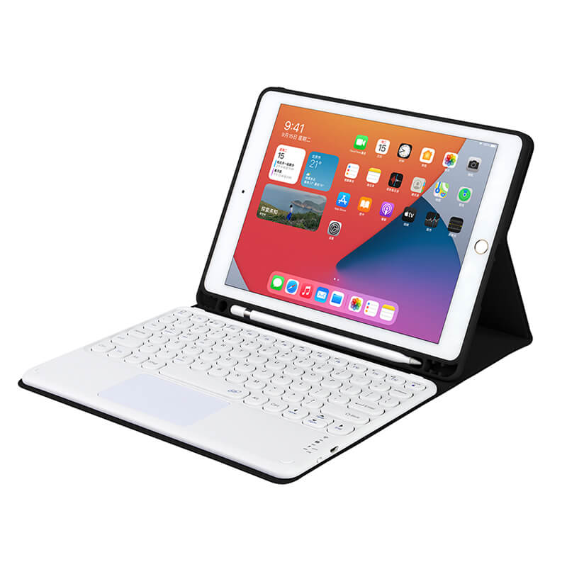 Coteci iPad Air4 10.9" iPad 7&8 Leather Case Touch Keyboard 61017